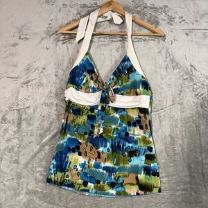 Y2K Abstract Halter Top Camisole Blue Green Whimsigoth Fairycore L - Studio Y